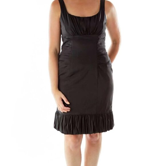 EUC - Betsy & Adam By Linda Bernell Black Ruched Evening Cocktail Dress - Size 8 - Picture 2 of 14